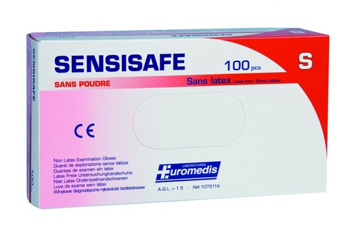 [460224B] GANT D'EXAMEN SENSISAFE NON POUDRE-Manch.240mm Taille L(8-9)-Bte100